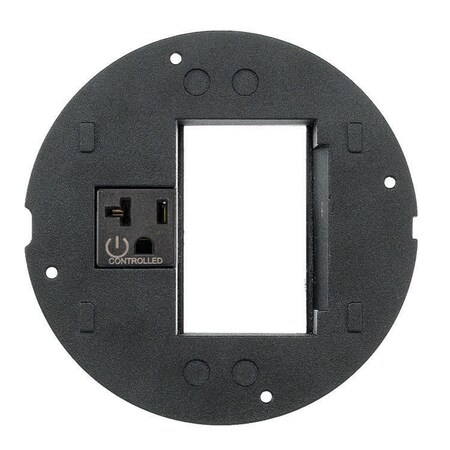 Hubbell Wiring Device-Kellems SystemOne, Sub-Plate, 3-Unit Hubbell iSTATION Opening, Controlled Single 20A, 125V Receptacle, Black S1SP3IMC